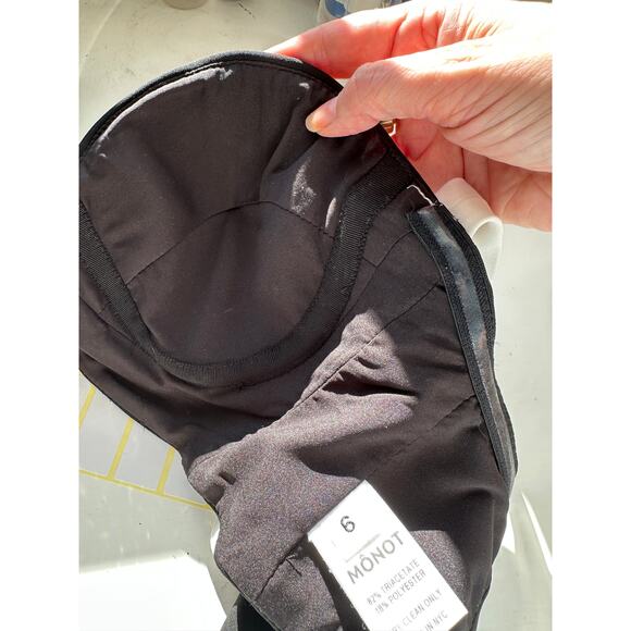 Mônot Black White Contrast Bustier Bra Crop Top Women’s Size 6 - Picture 10 of 16